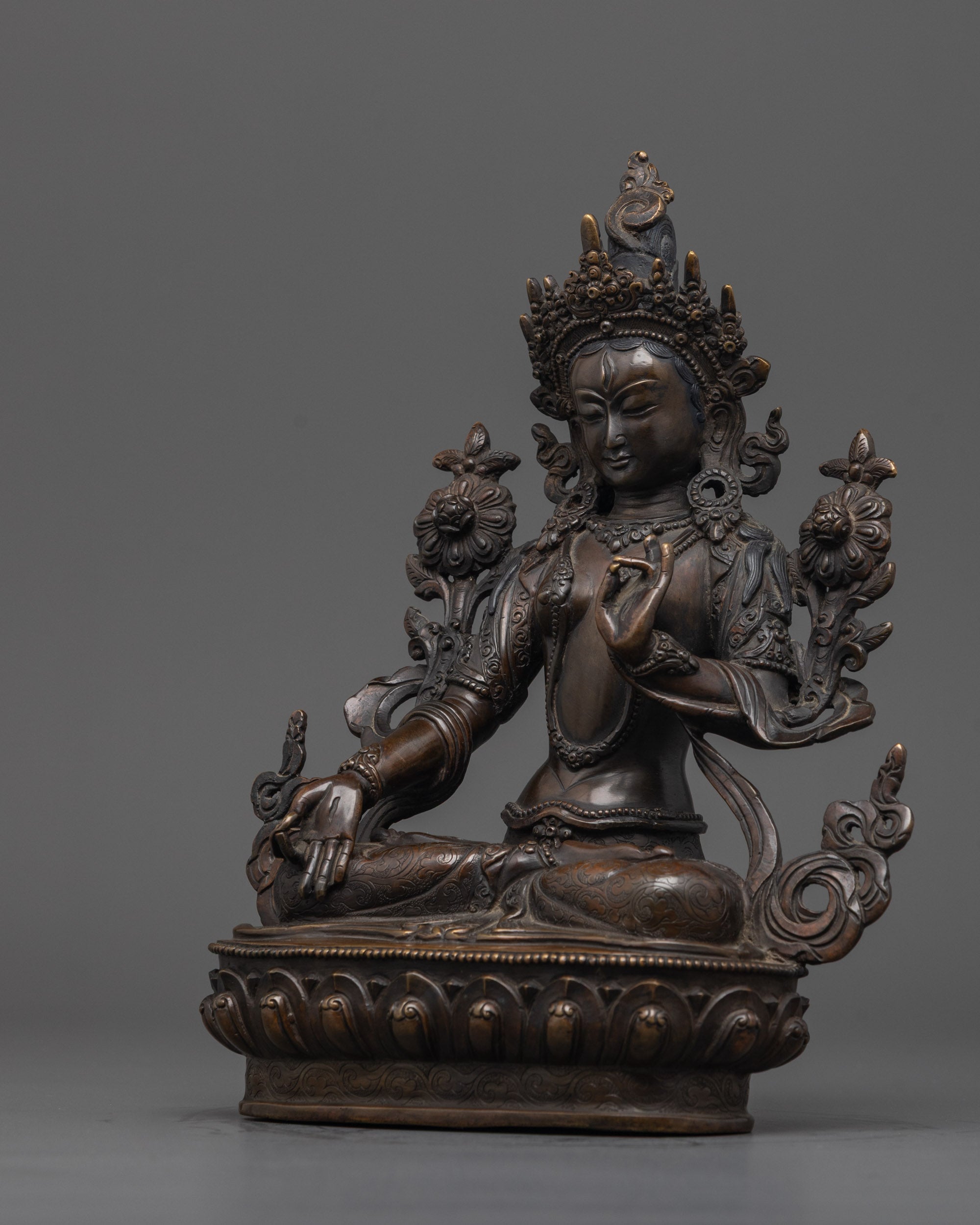 Oxidized Copper White Tara Statue | Himalayan Artwork