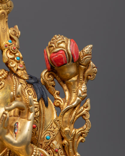White Tara Sculpture | Nepalese Fire-Gilded Gold Body
