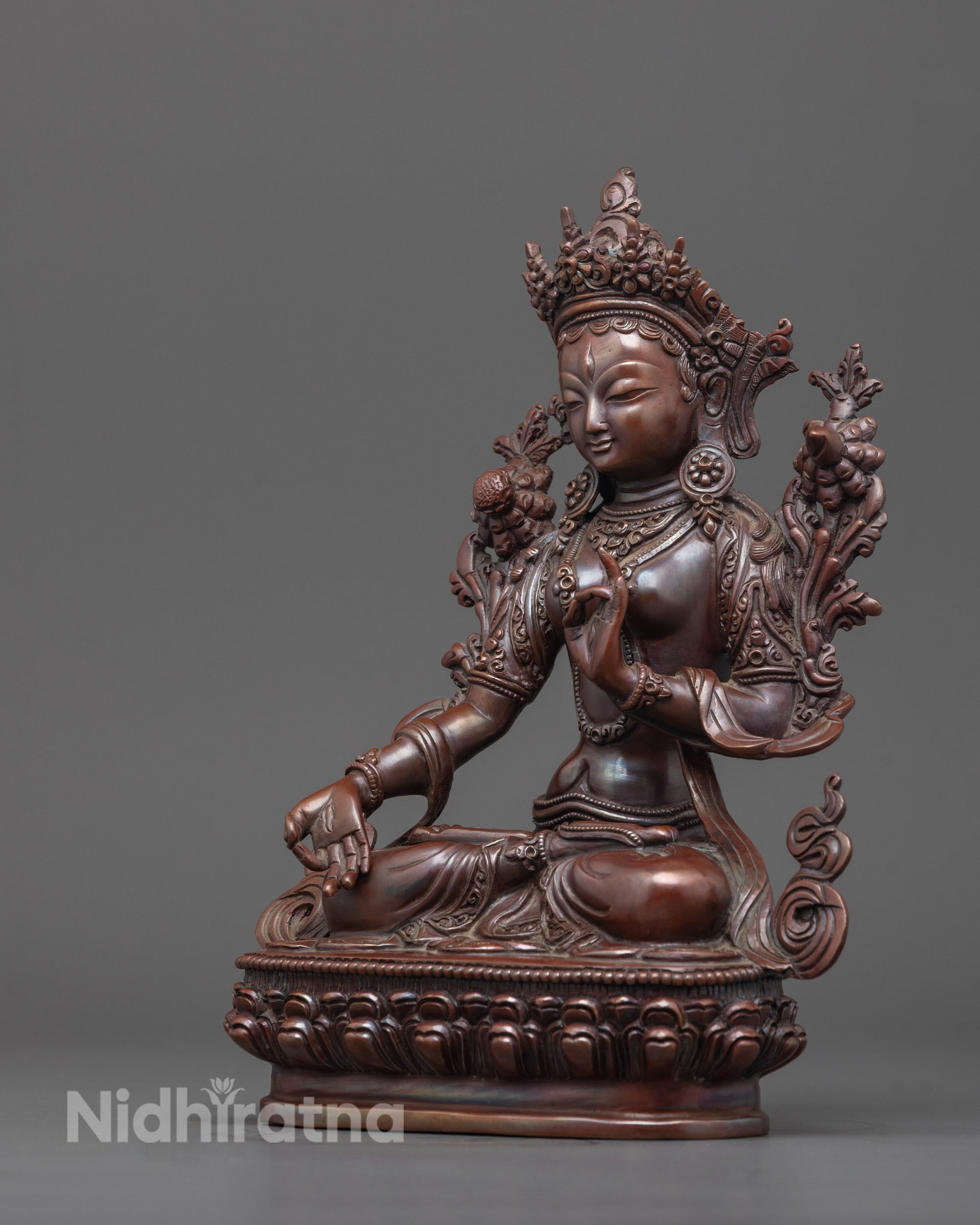 Traditional White Tara Sculpture | Oxidized Tibetan Statue