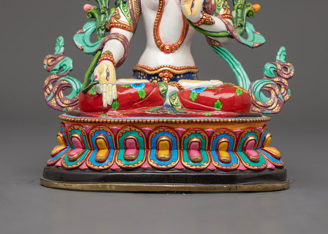 Sacred White Tara Sculpture | Traditional Buddhist Statue