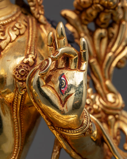 Buddhist Hand-carved White Tara Sculpture