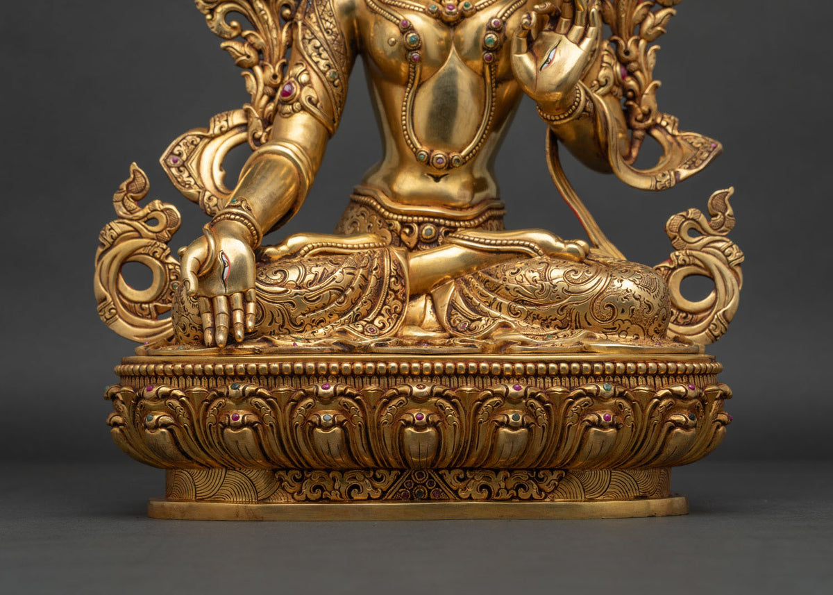Handmade White Tara Statue – Tibetan Buddhist Deity for Meditation