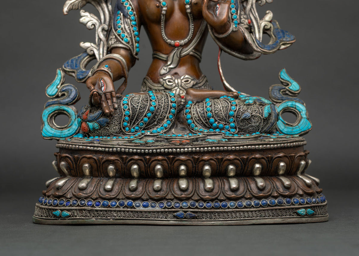 Seven-Eyed White Tara Statue | Premium Oxidized Copper Figurine
