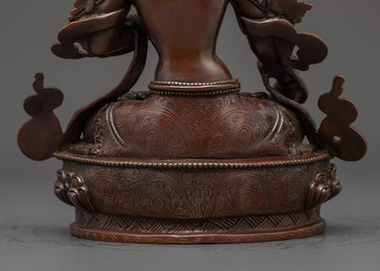 Oxidized Copper White Tara Statue | Traditional Himalayan Artwork
