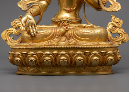 Nepalese White Tara Statue | 24k Gold Fire-Gilded