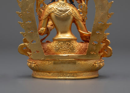 White Tara Statue Made by Machine with 24k Gold Gilded Copper