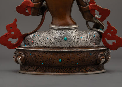 Genuine Oxidized Green Tara Statue | Sacred Buddhist Handmade Statue