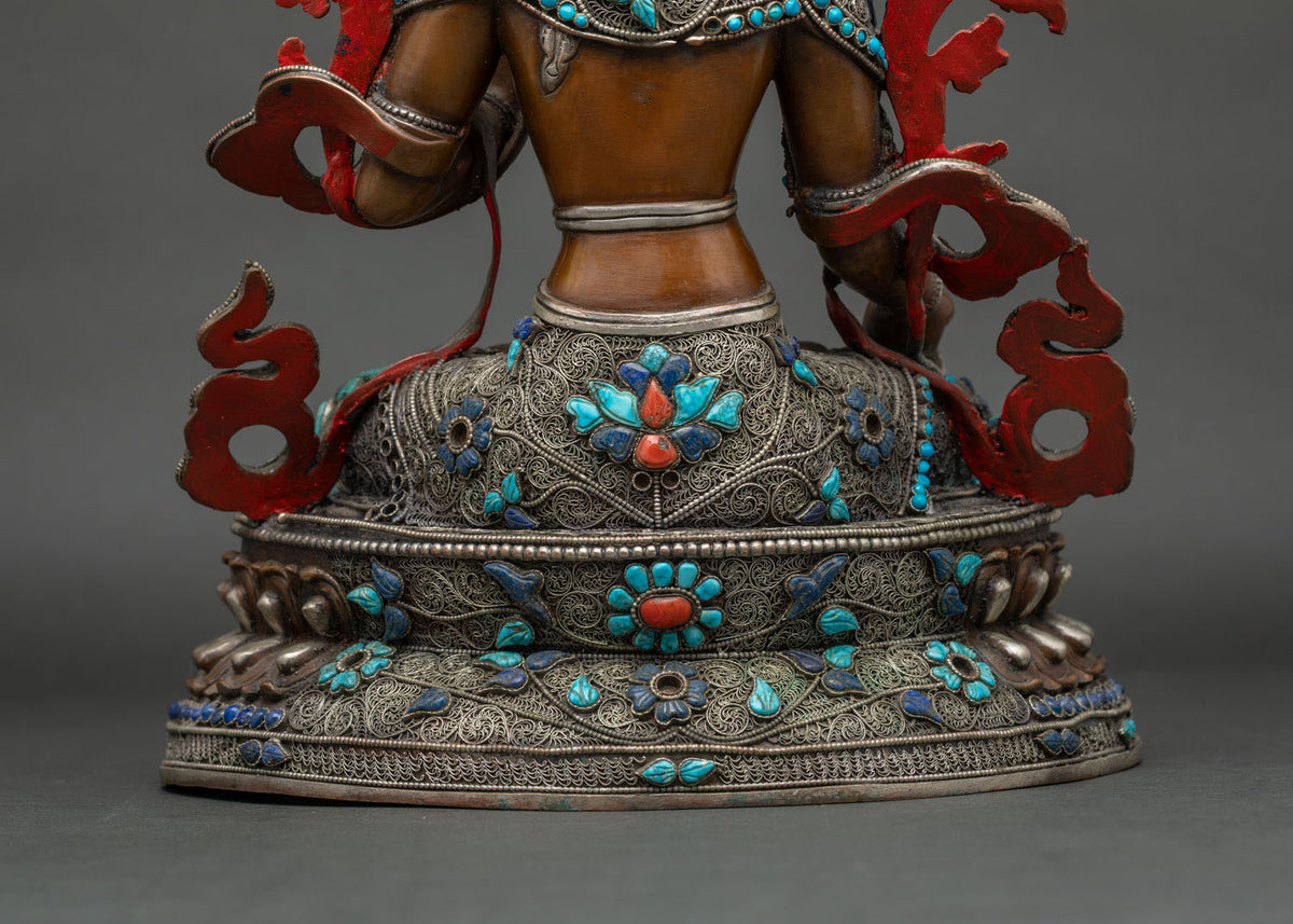 Seven-Eyed White Tara Statue | Premium Oxidized Copper Figurine