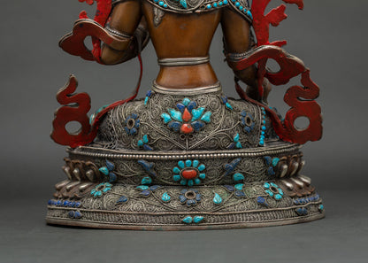Seven-Eyed White Tara Statue | Premium Oxidized Copper Figurine