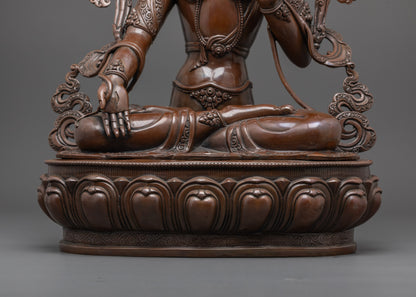 Oxidized White Tara Statue | Ancient Tibetan Spiritual Symbol