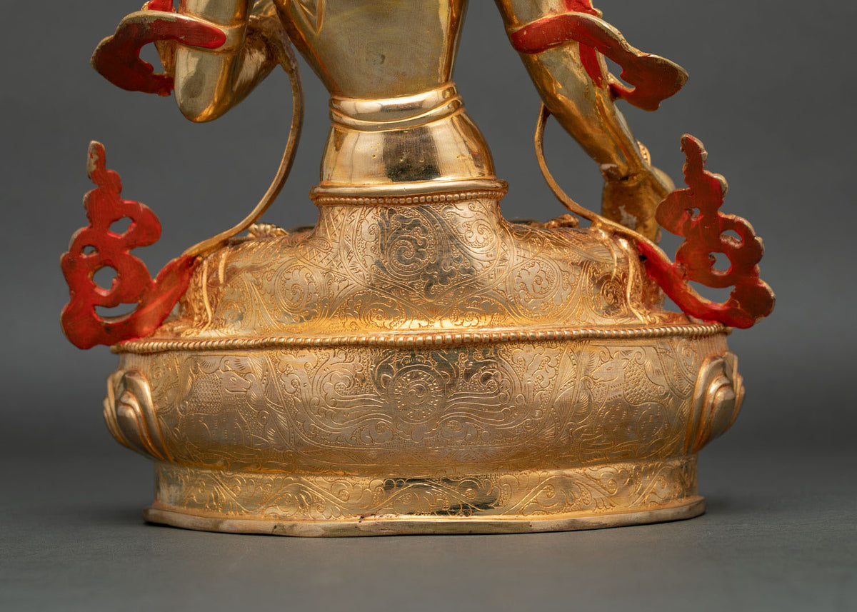 White Tara Statue | Gold Fire-Gilded Buddhist Artwork