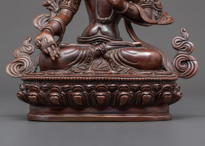 Traditional White Tara Sculpture | Oxidized Tibetan Statue