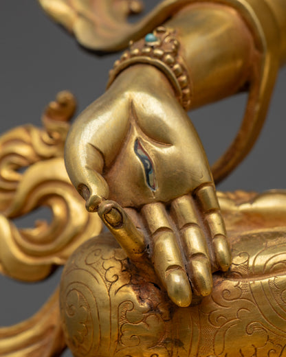 Nepalese White Tara Statue | 24k Gold Fire-Gilded