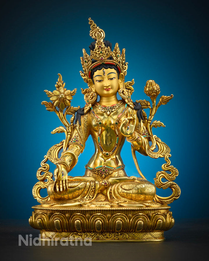 Buddhist White Tara Statue | Rare Traditional Art of Nepal