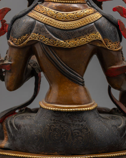 Handmade Oxidized White Tara Sculpture | Tibetan Buddhist Deity