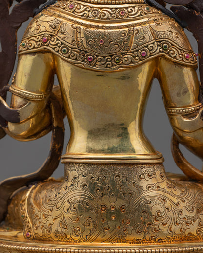 Handcrafted White Tara Sculpture | 24k Fire Gold Gilded Face