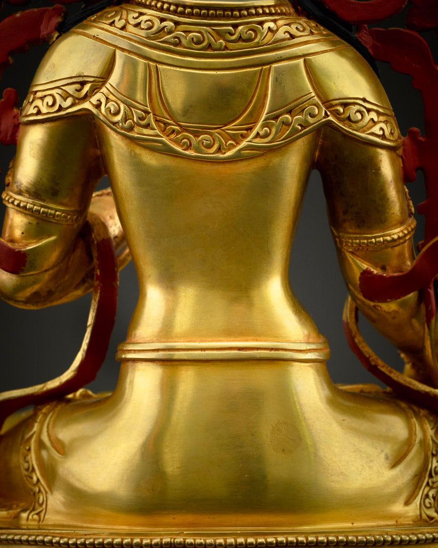 Female Buddha White Tara Statue | Gilded in Pure 24K Gold