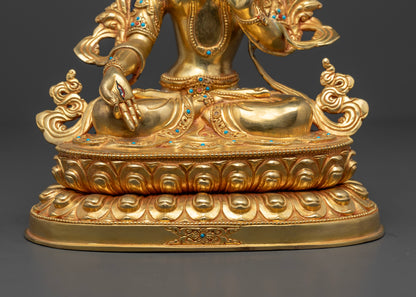 White Tara Statue | 24K Gold Gilded Himalayan Sculpture