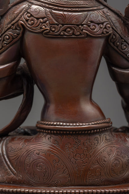 Oxidized Copper White Tara Statue | Traditional Himalayan Artwork