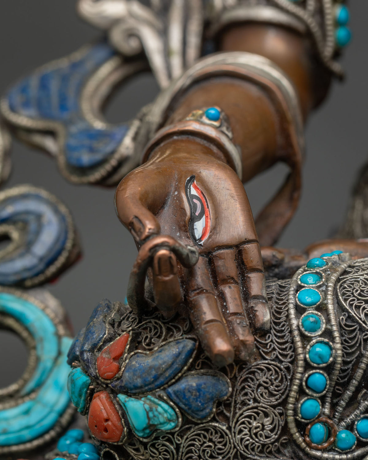 Seven-Eyed White Tara Statue | Premium Oxidized Copper Figurine