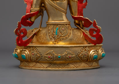 White Tara Sculpture | Nepalese Fire-Gilded Gold Body