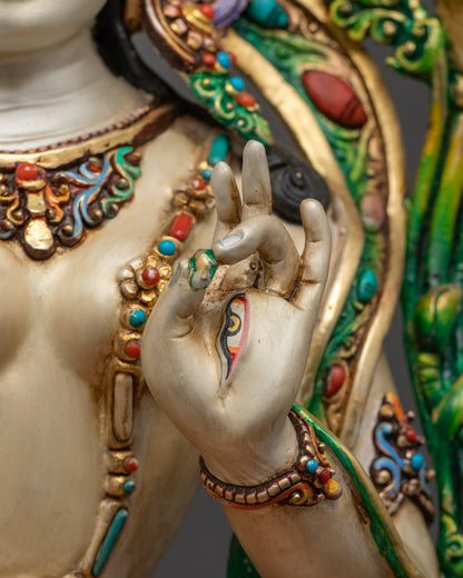 White Tara Statue from Nepal | Handmade Vajrayana Goddess