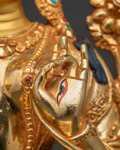 White Tara Statue | Gold Fire-Gilded Buddhist Artwork