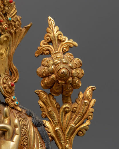 Nepalese White Tara Statue | 24k Gold Fire-Gilded