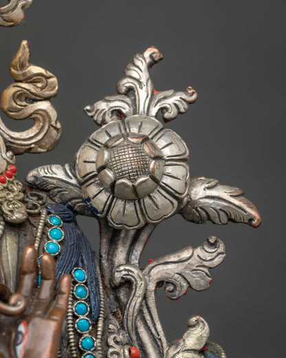 Seven-Eyed White Tara Statue | Premium Oxidized Copper Figurine