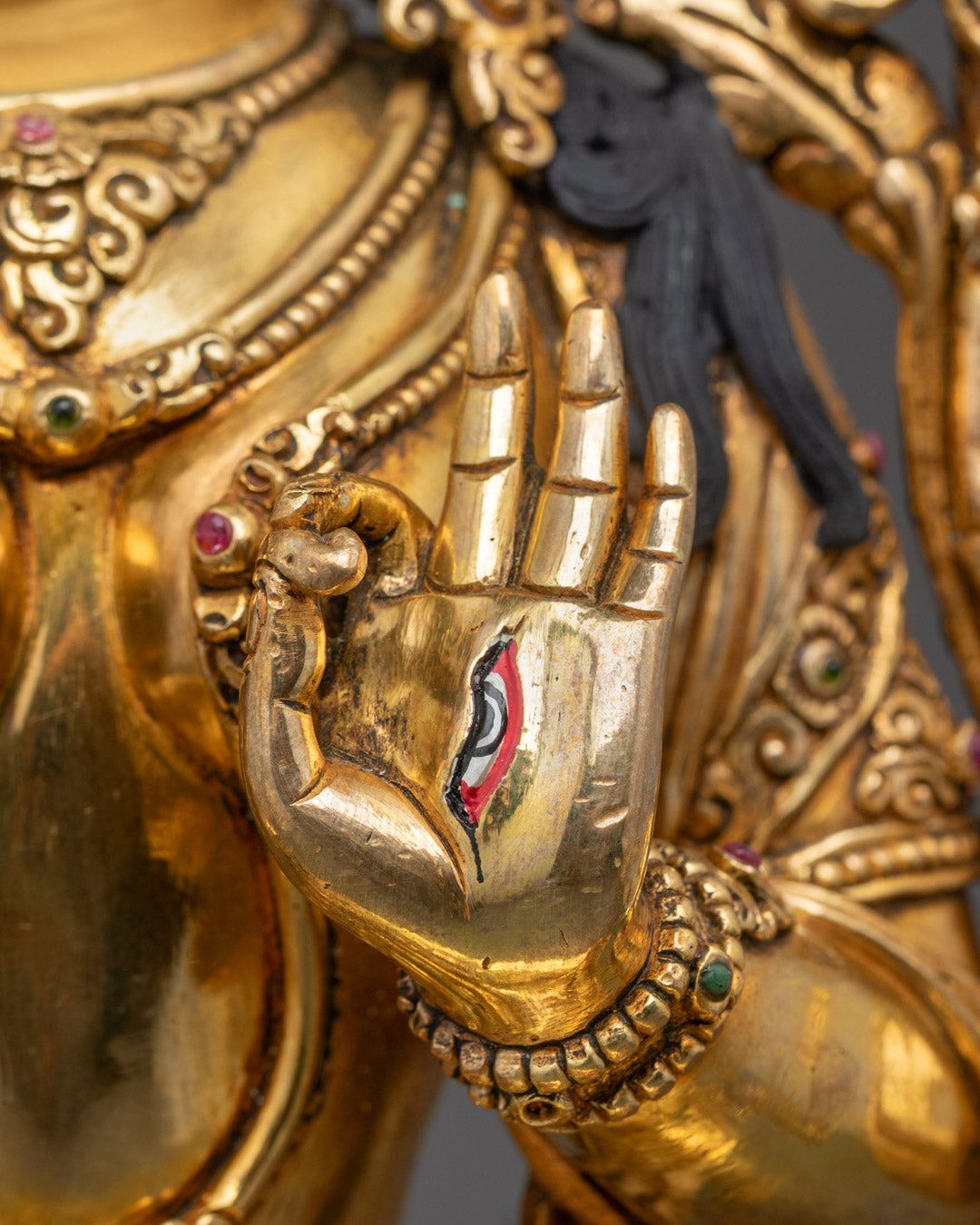 Handcrafted White Tara Sculpture | 24k Fire Gold Gilded Face