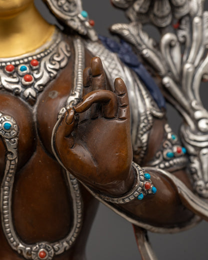 Genuine Oxidized Green Tara Statue | Sacred Buddhist Handmade Statue
