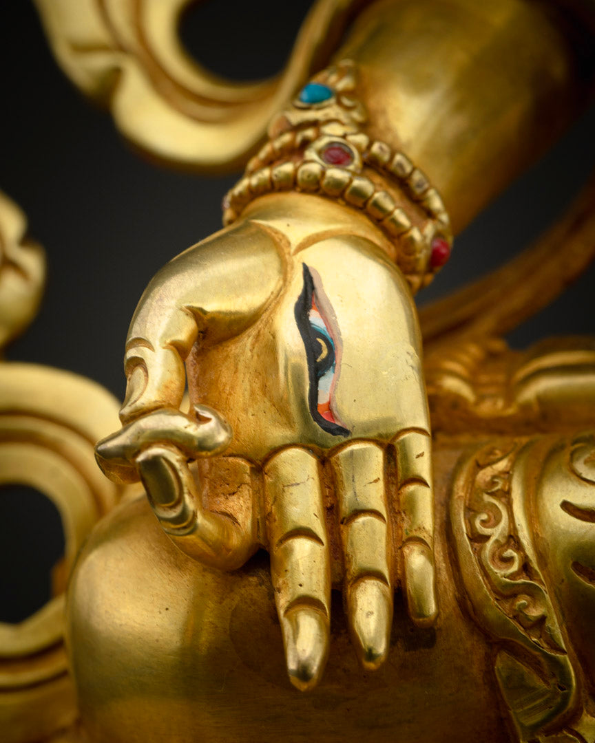 Female Buddha White Tara Statue | Gilded in Pure 24K Gold