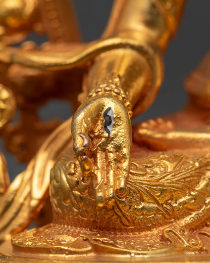 White Tara Statue Made by Machine with 24k Gold Gilded Copper