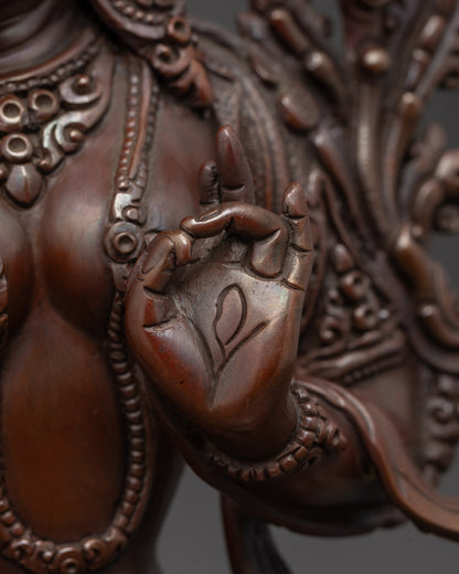 Oxidized Copper White Tara Statue | Traditional Himalayan Artwork