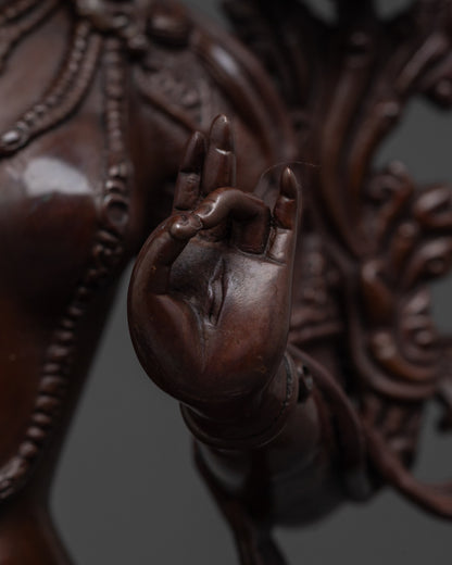 Precision-Crafted White Tara Statue | Oxidized Copper Elegance