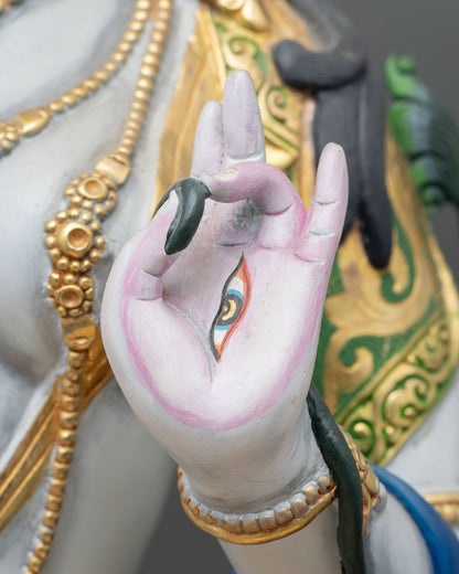 Seven-Eyed White Tara Statue – Longevity & Protection