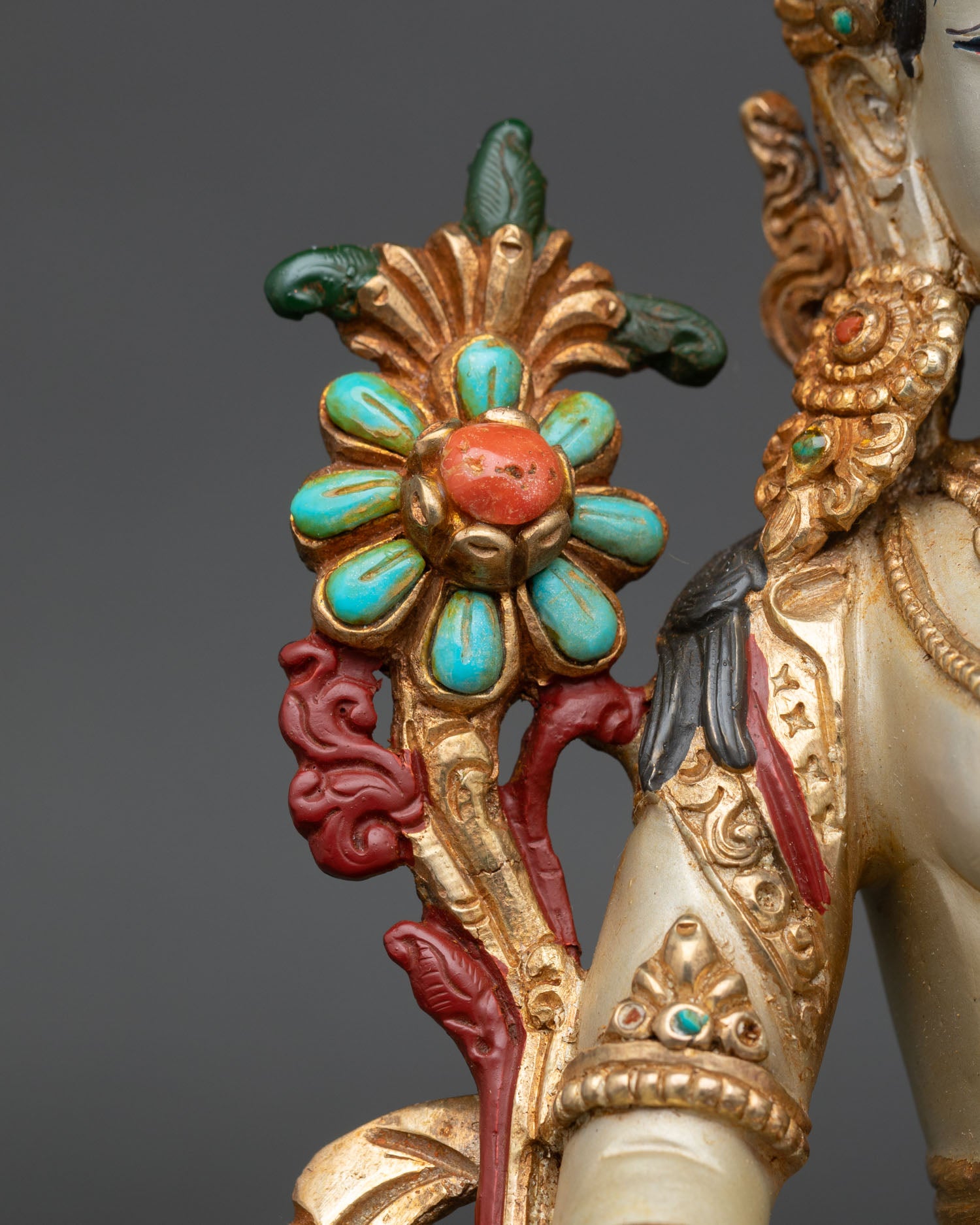 9 Inch Hand-Painted White Tara Statue | Seven-Eyed Female Buddha