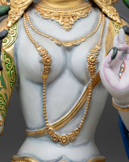 Seven-Eyed White Tara Statue – Longevity & Protection