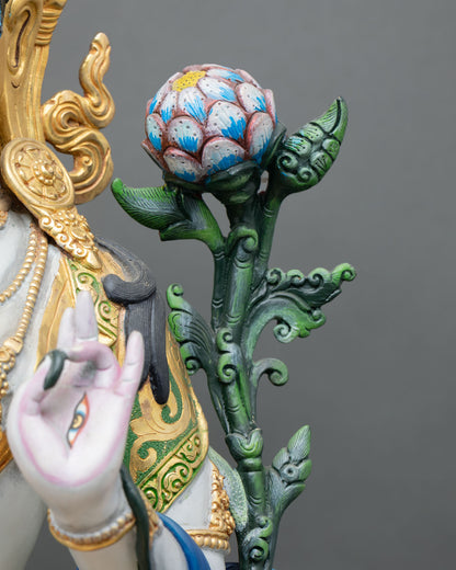 Seven-Eyed White Tara Statue – Longevity & Protection