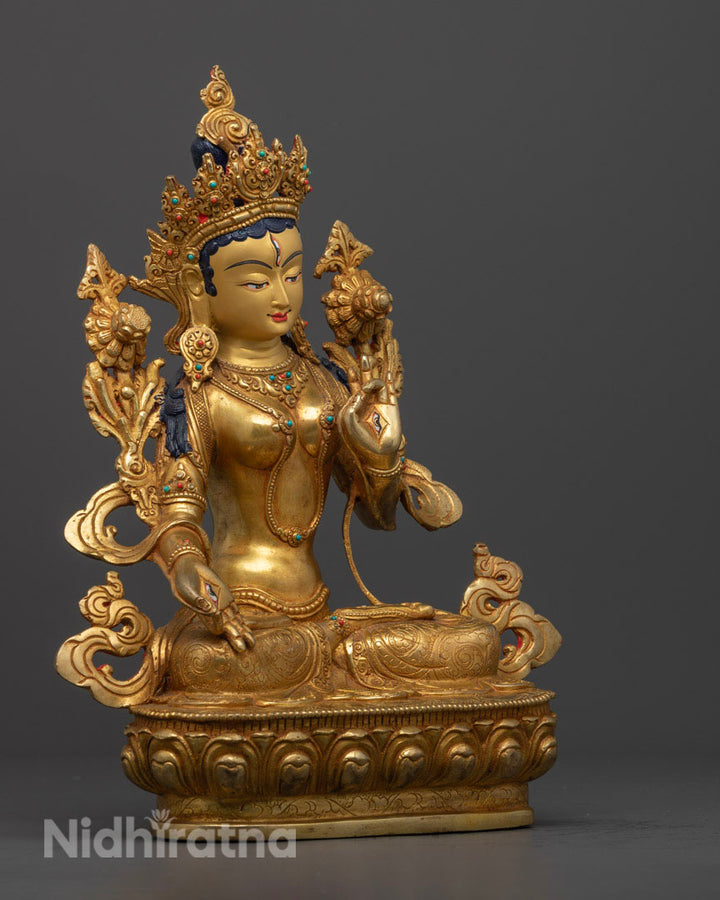 Buddhist White Tara Statue: Handcrafted Art from Nepal