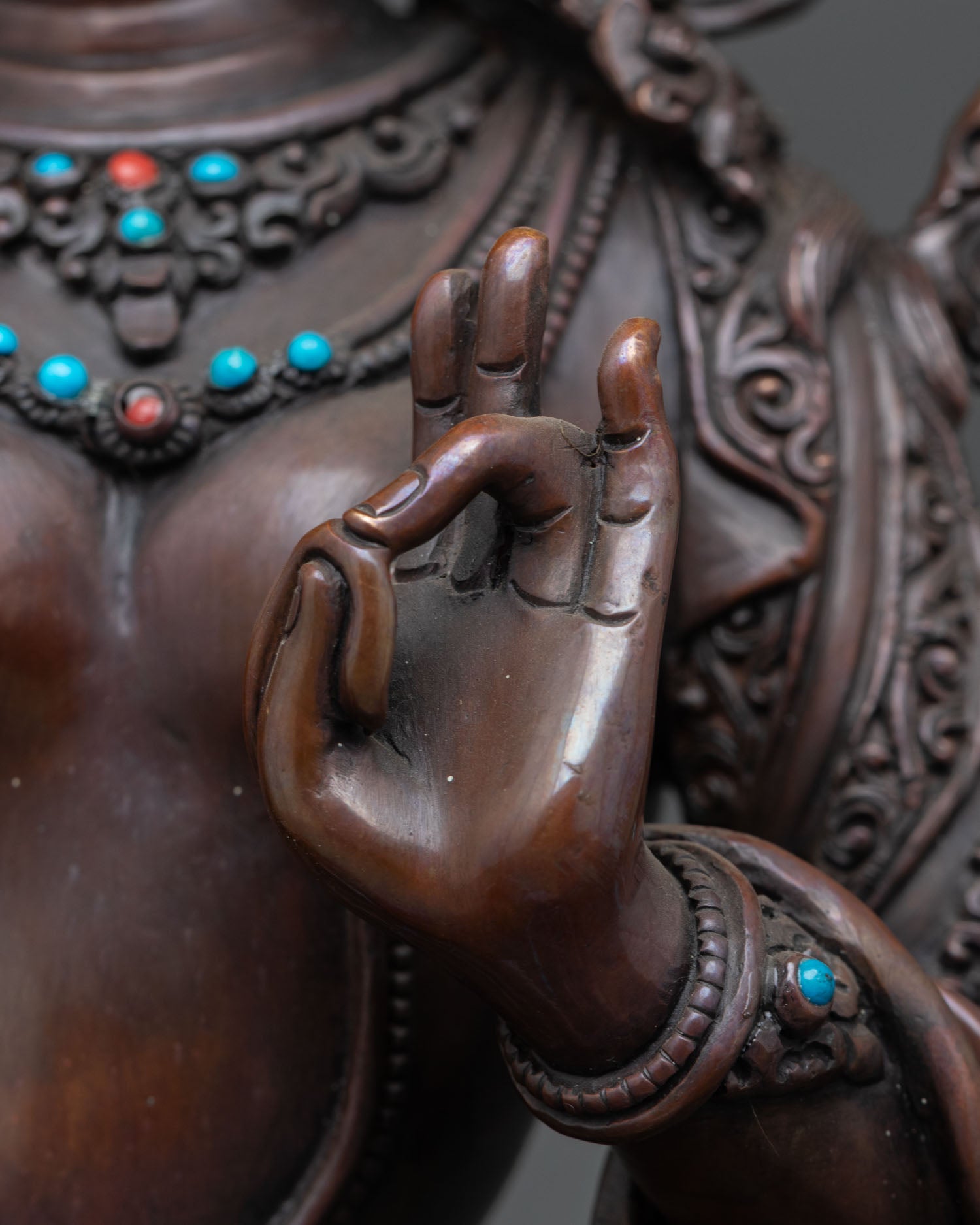 White Tara Statue | Oxidized Copper Tibetan Buddhist Deity