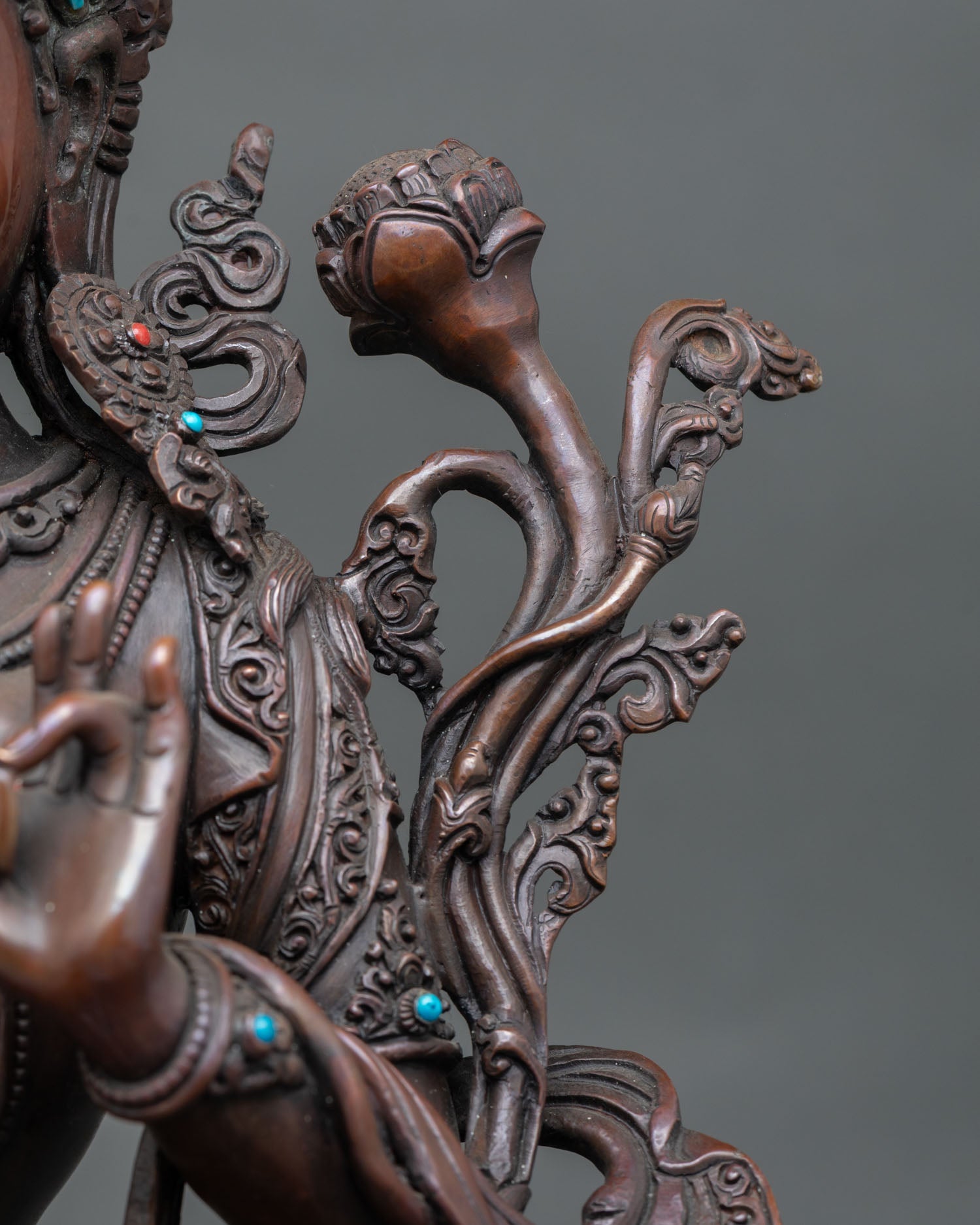 White Tara Statue | Oxidized Copper Tibetan Buddhist Deity