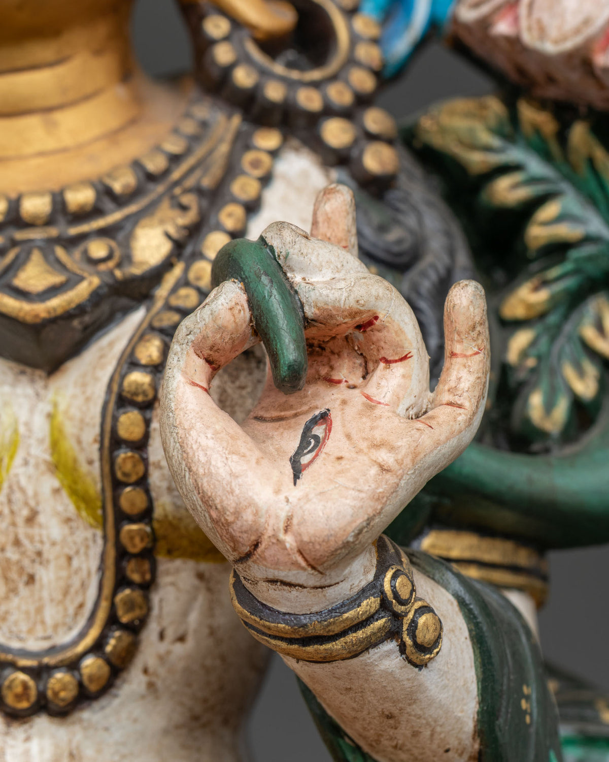 White Tara Wooden Sculpture | Hand-Painted Buddhist Figurine