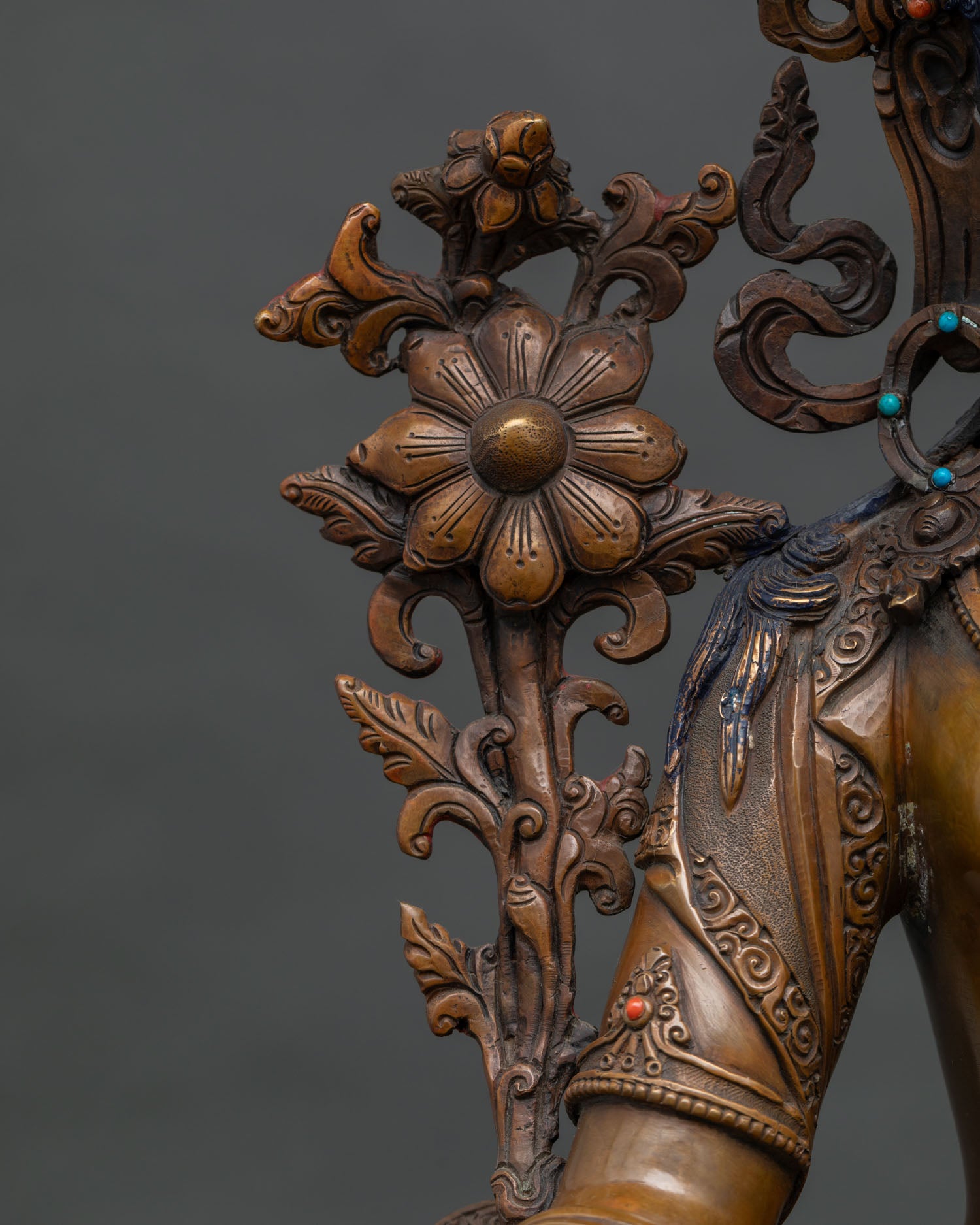 White Tara Oxidized Statue | Seven-Eyed Goddess of Longevity