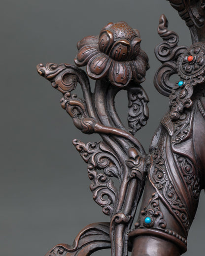 White Tara Statue | Oxidized Copper Tibetan Buddhist Deity