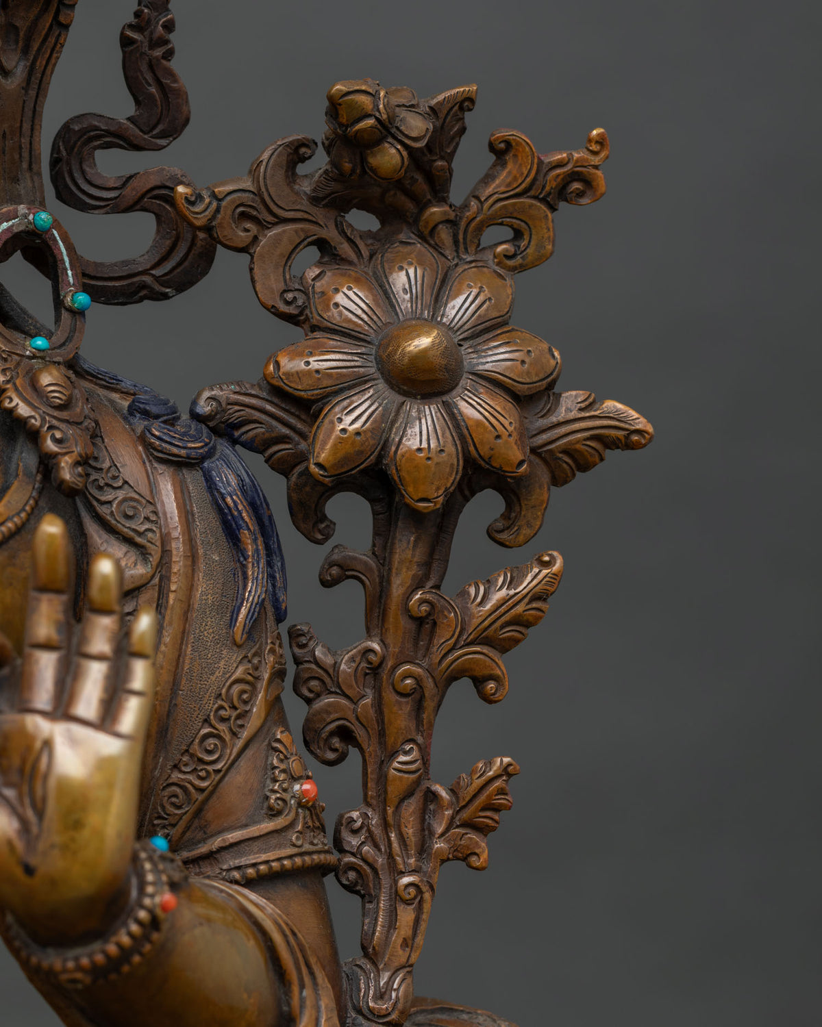 White Tara Oxidized Statue | Seven-Eyed Goddess of Longevity