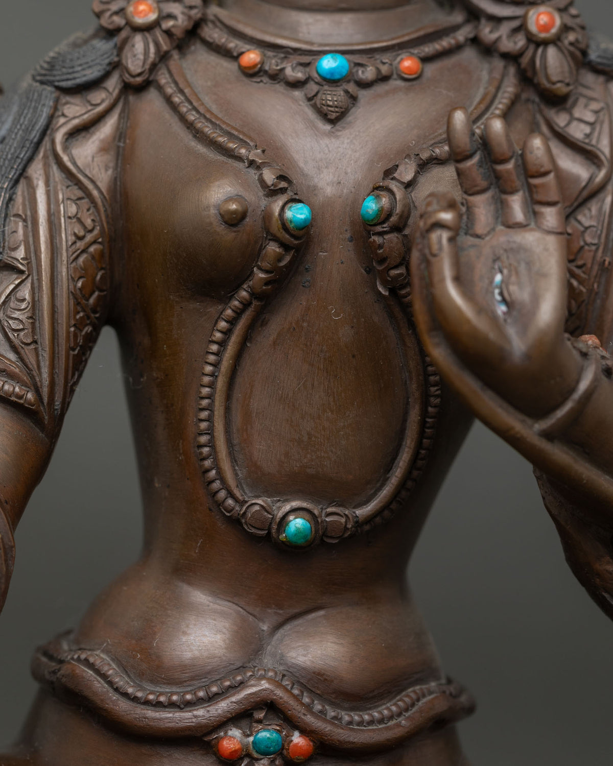 Oxidized White Tara Statue | Seven-Eyed Tara for Healing and Peace