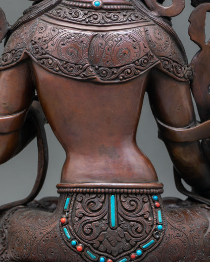 White Tara Statue | Oxidized Copper Tibetan Buddhist Deity