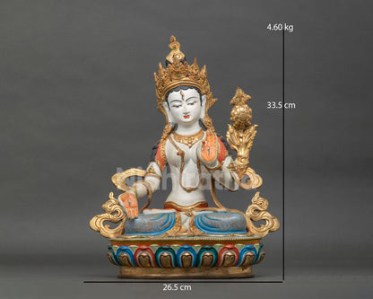 White Tara Statue | Handcrafted Buddhist Goddess of Compassion