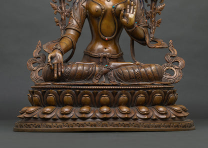 White Tara Oxidized Statue | Seven-Eyed Goddess of Longevity